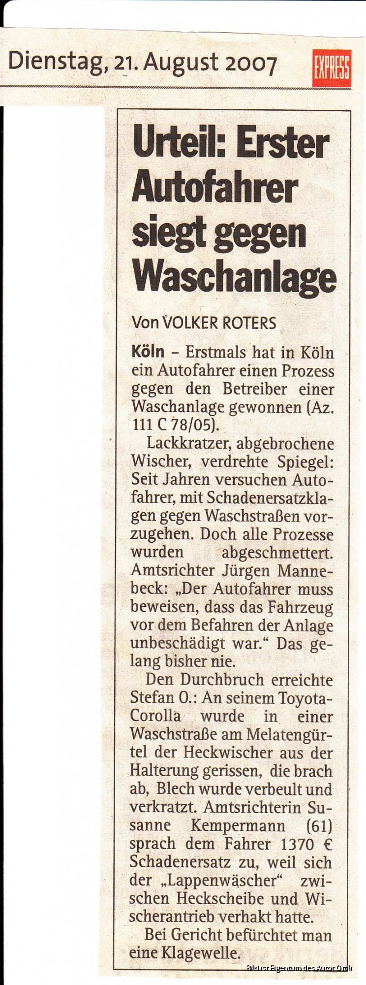 Zeitung Waschstrasse